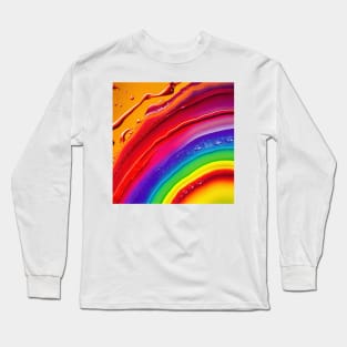 Liquid Colors Flowing Infinitely - Heavy Texture Swirling Thick Wet Paint - Abstract Inspirational Rainbow Drips Long Sleeve T-Shirt